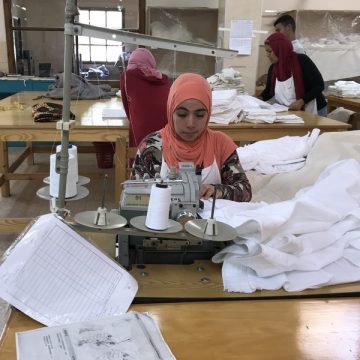 Workers at a bed linen manufacturer in Giza, Egypt. Photo: Bart Slob